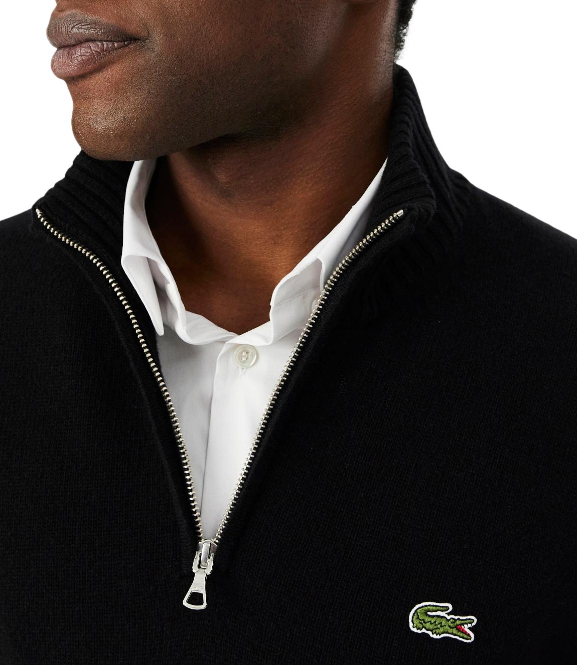 Lacoste pullover a collo alto in lana nero