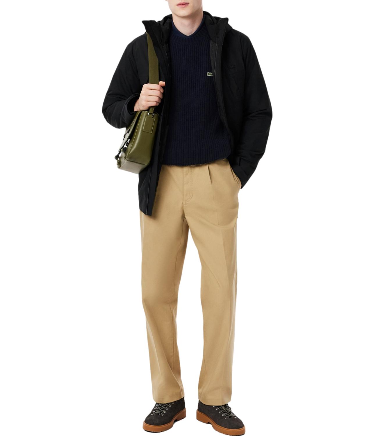 Lacoste pullover spesso in lana cardata blu