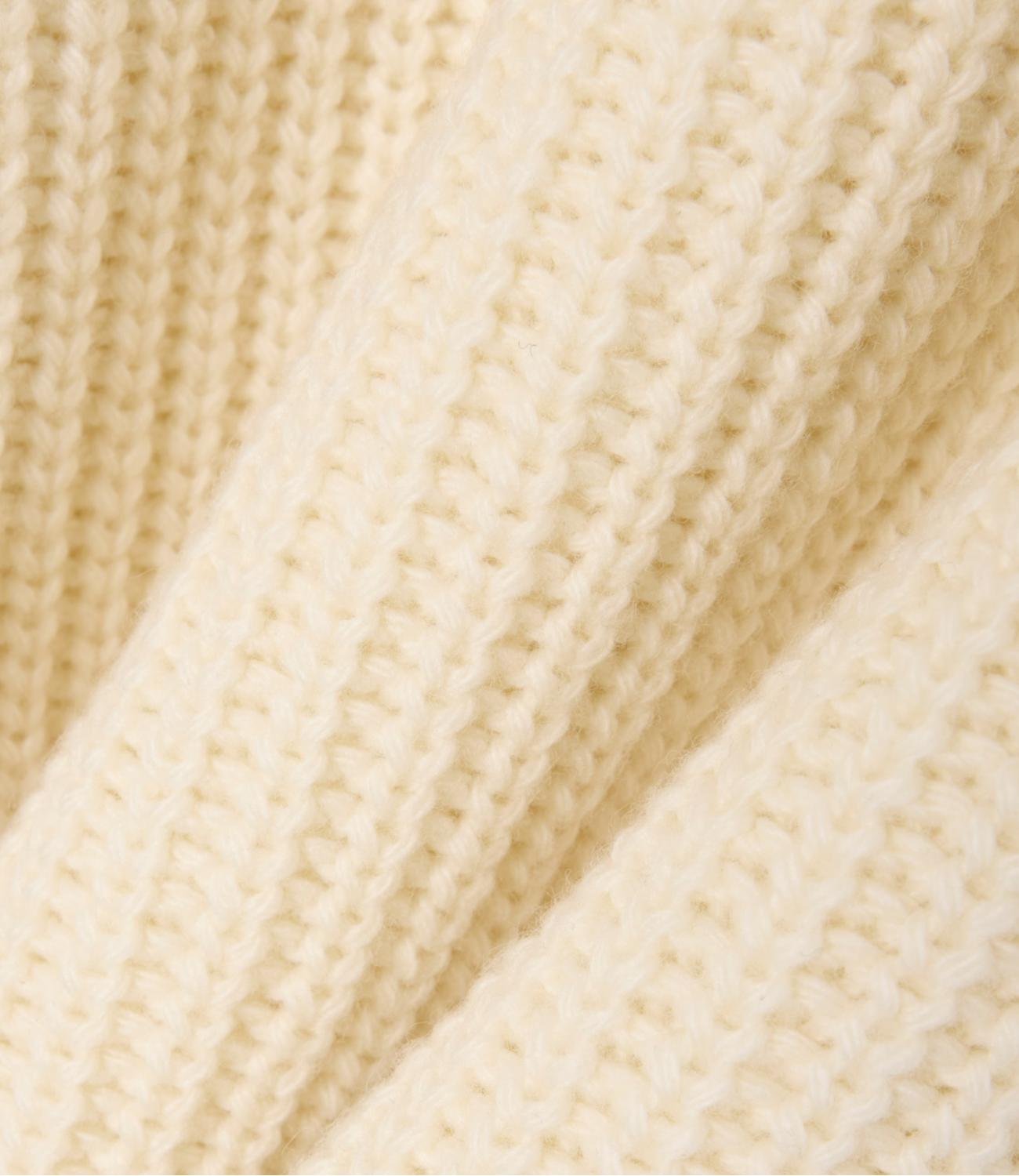 Lacoste pullover spesso in lana girocollo bianco panna