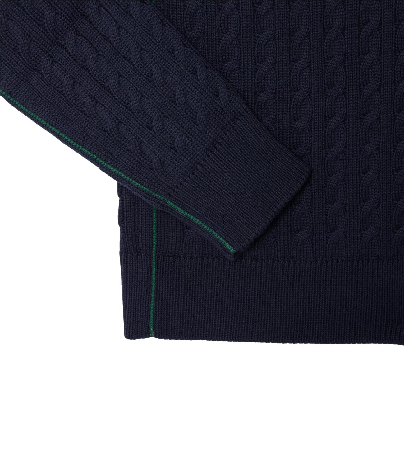 Lacoste maglione in cotone a treccia sottile blu scuro