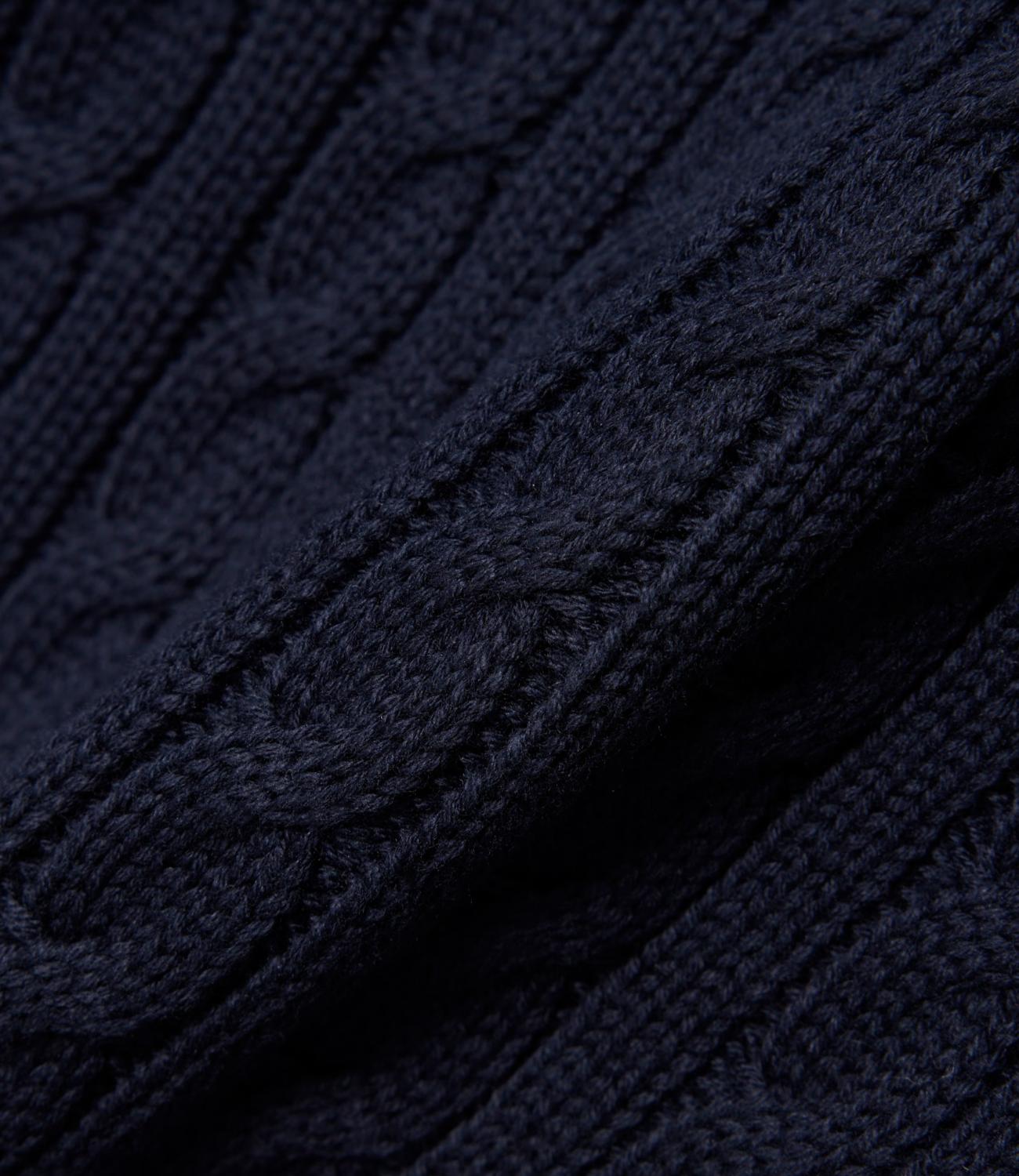 Lacoste maglione in cotone a treccia sottile blu scuro