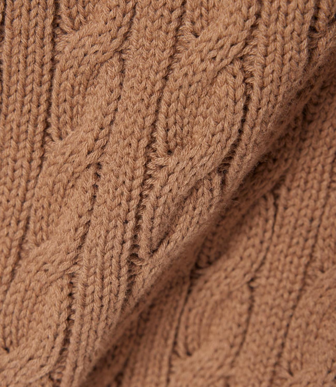 Lacoste pullover in cotone a treccia beige cammello