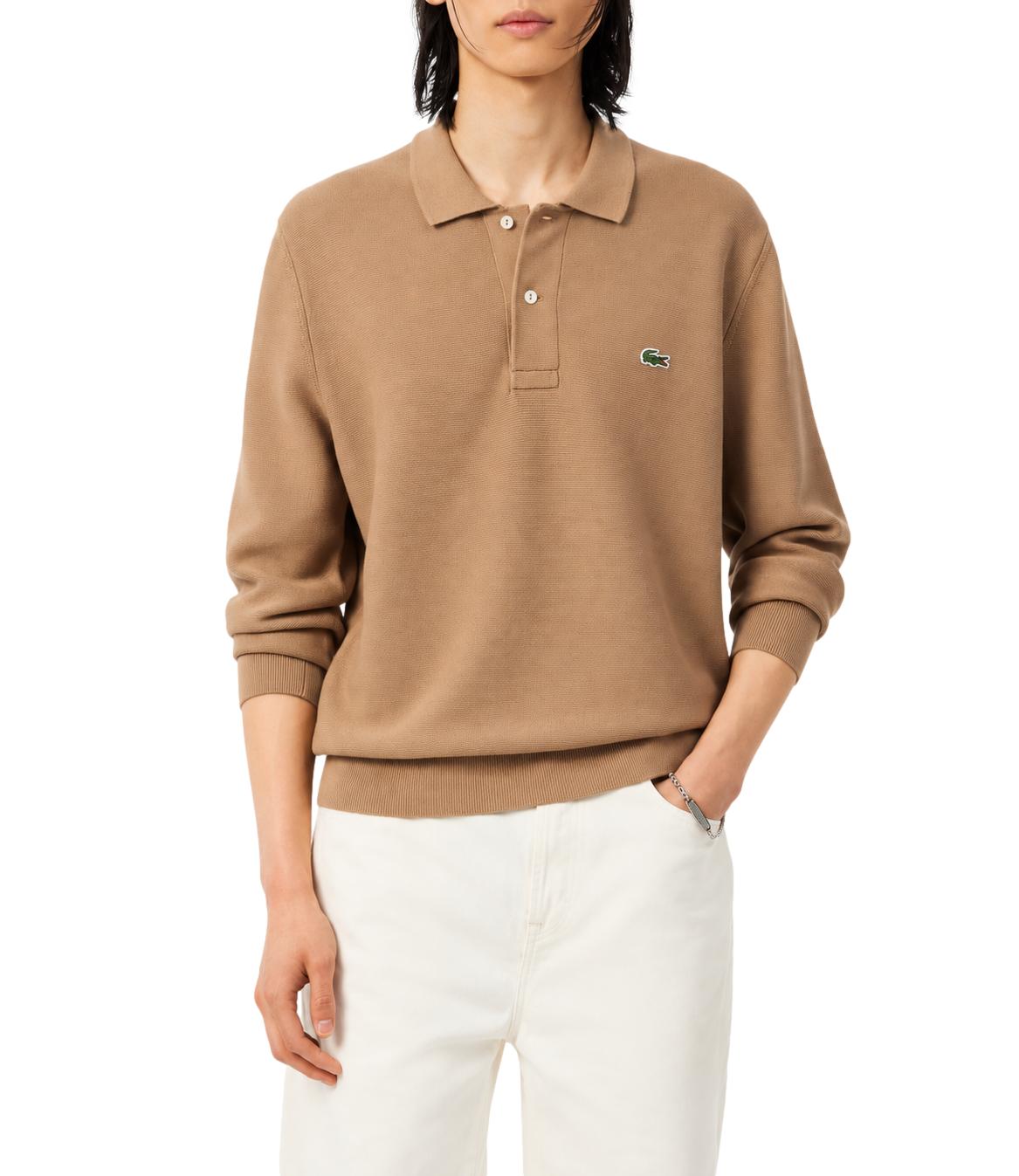 Lacoste Polo a maniche lunghe beige cammello