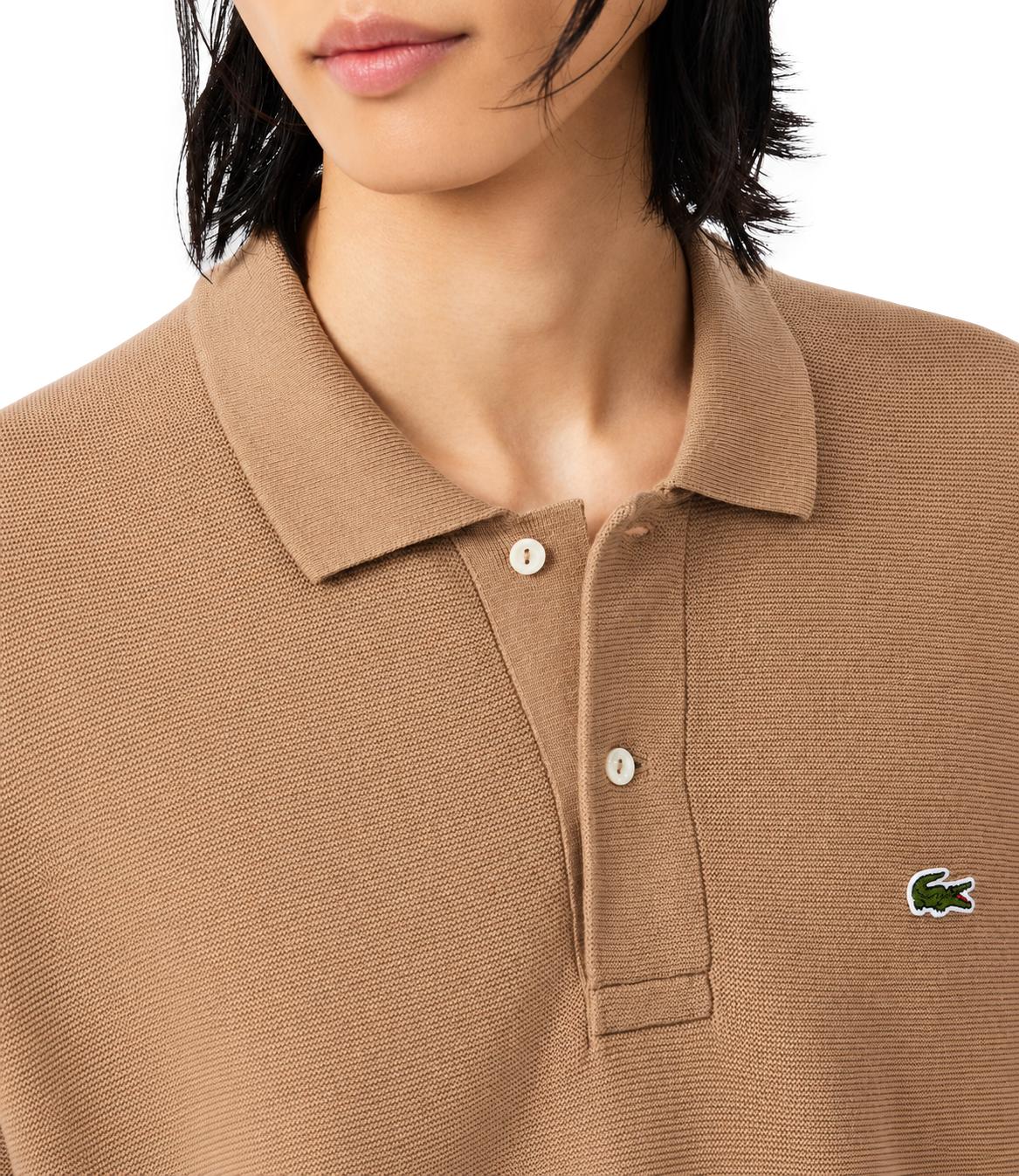 Lacoste Polo a maniche lunghe beige cammello