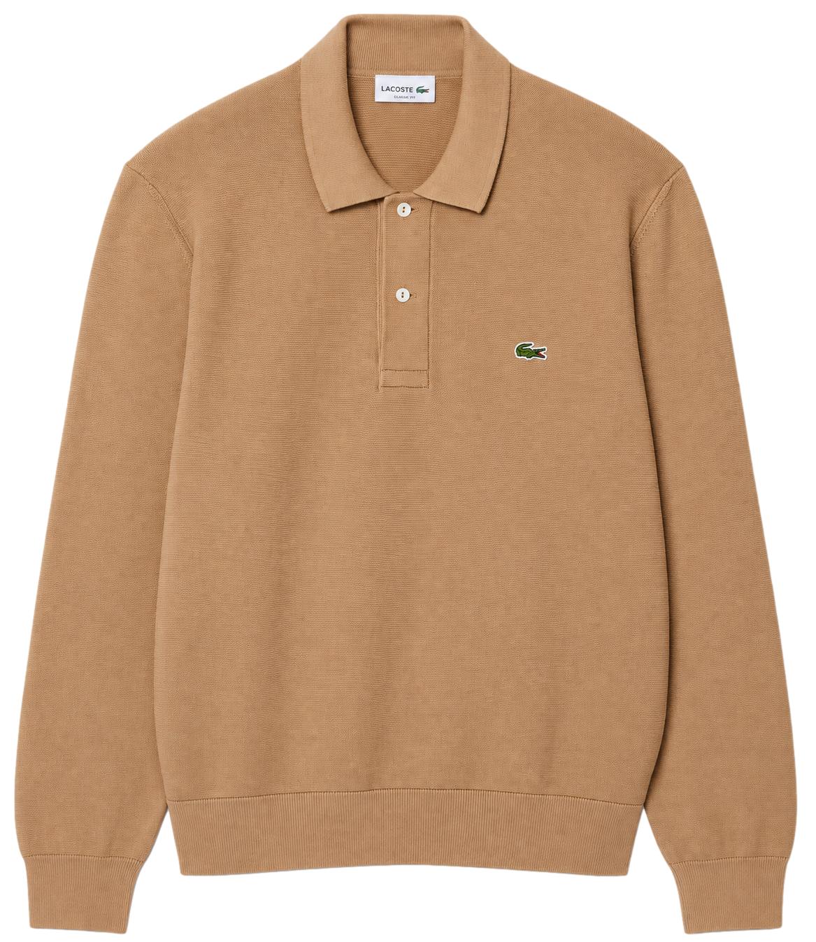 Lacoste Polo a maniche lunghe beige cammello