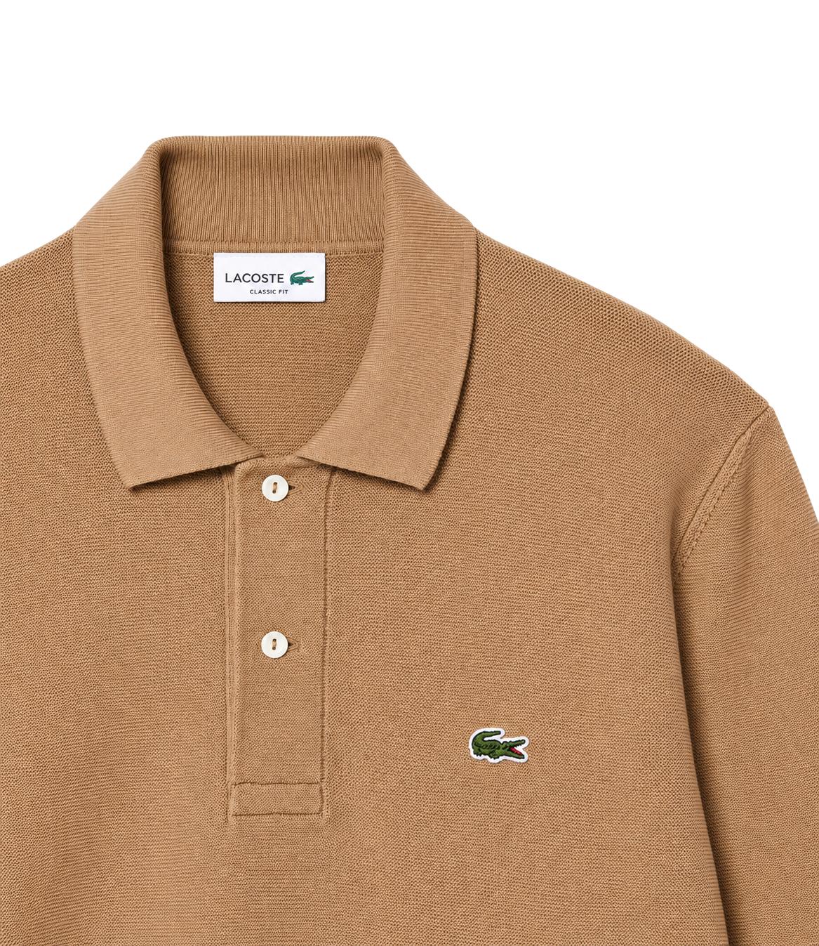 Lacoste Polo a maniche lunghe beige cammello