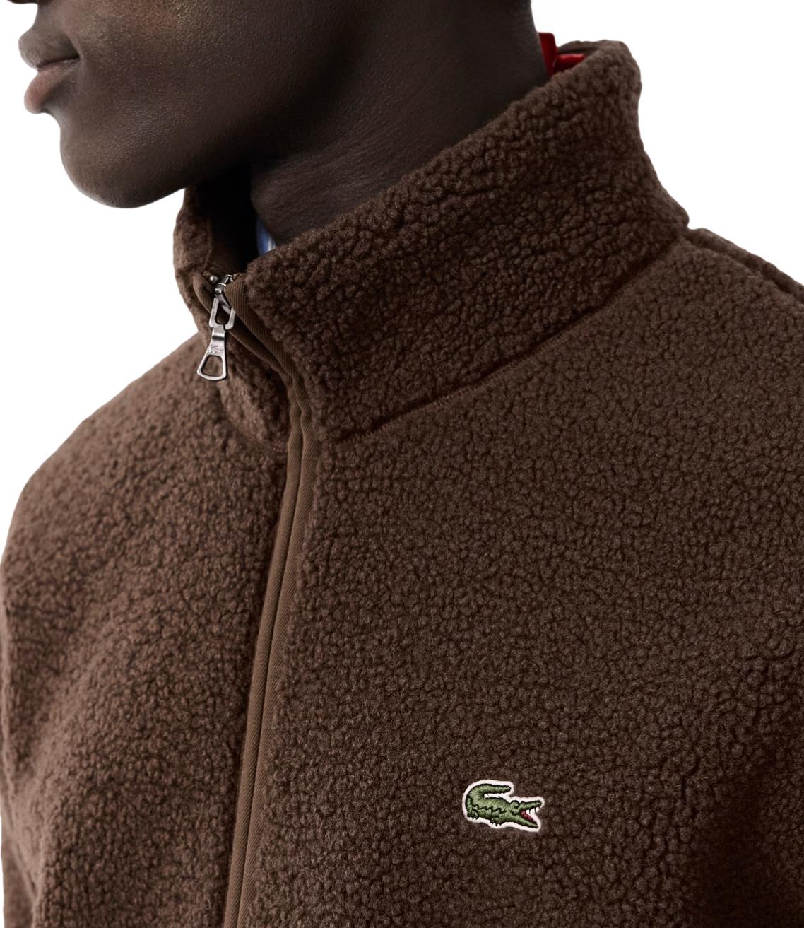 Lacoste Giacca a collo alto in sherpa marrone
