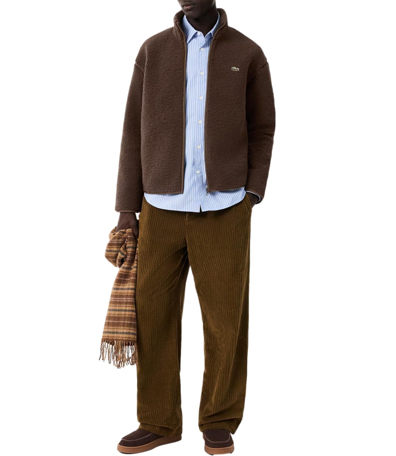 Lacoste Giacca a collo alto in sherpa marrone