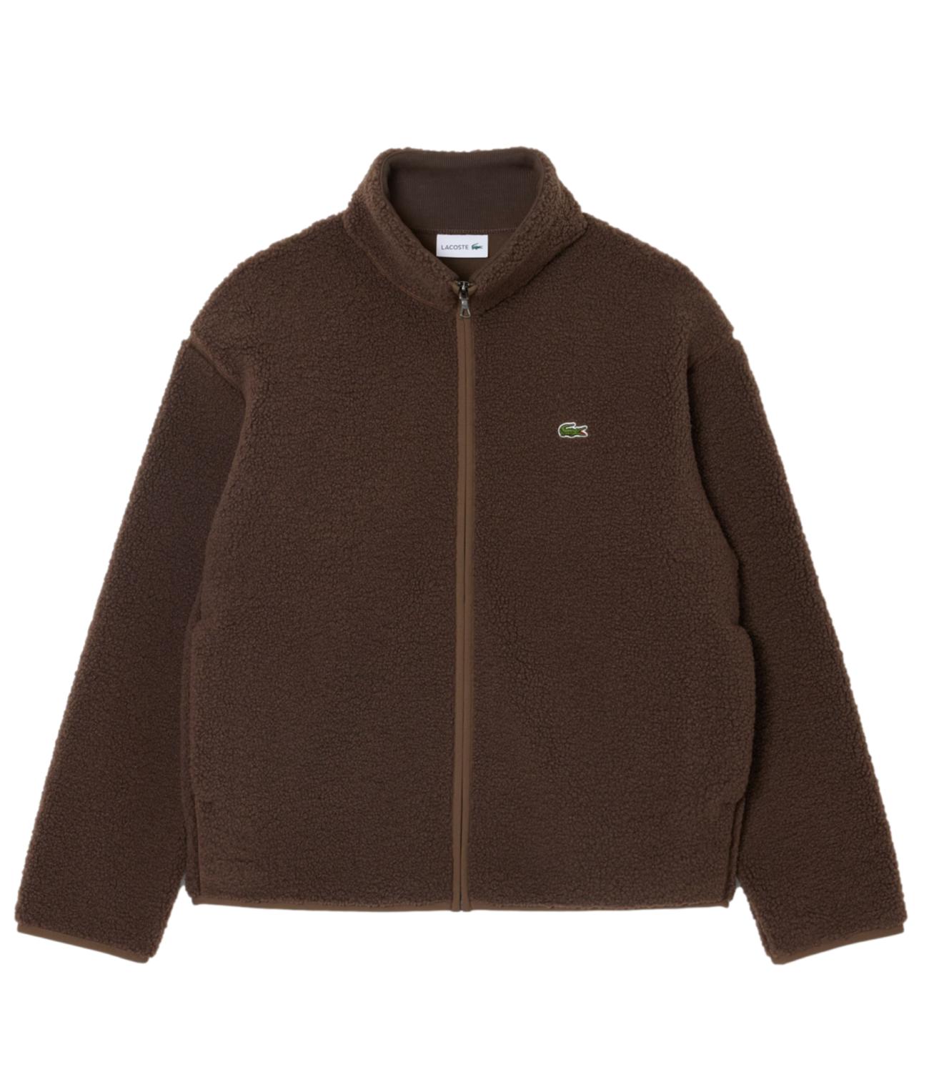 Lacoste Giacca a collo alto in sherpa marrone