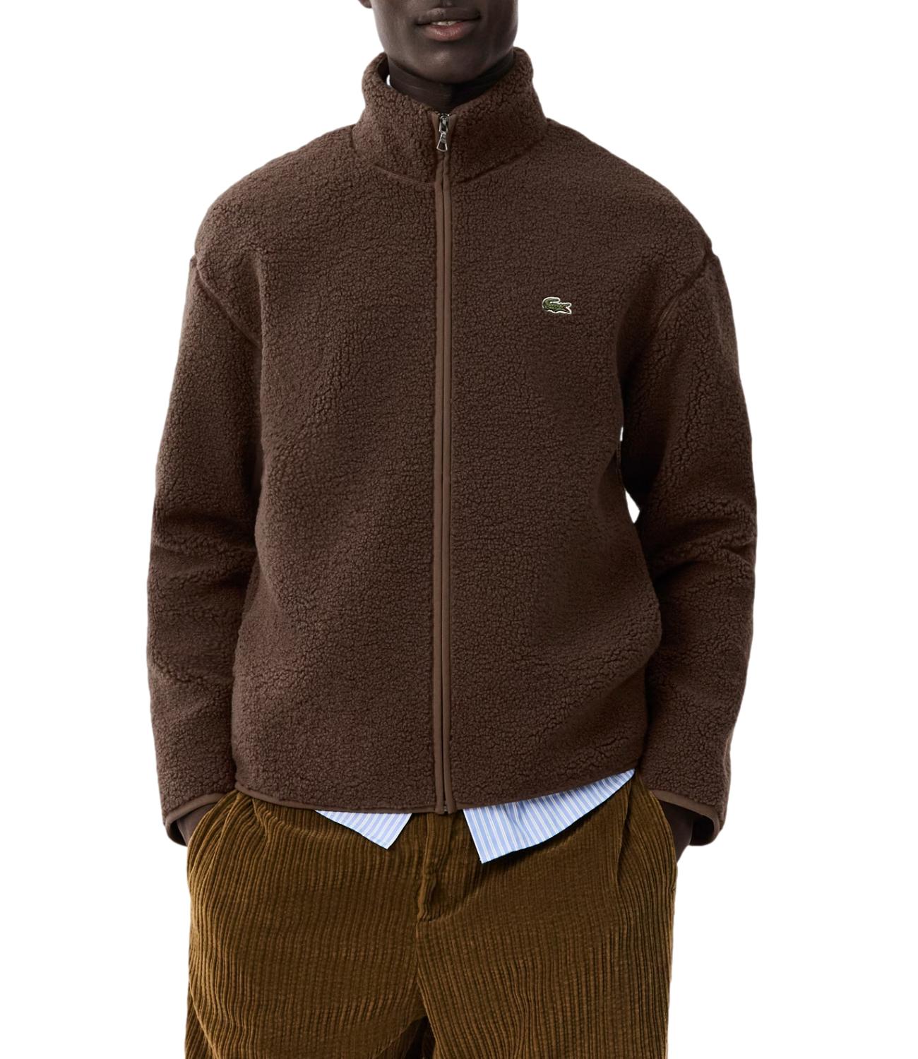 Lacoste Giacca a collo alto in sherpa marrone