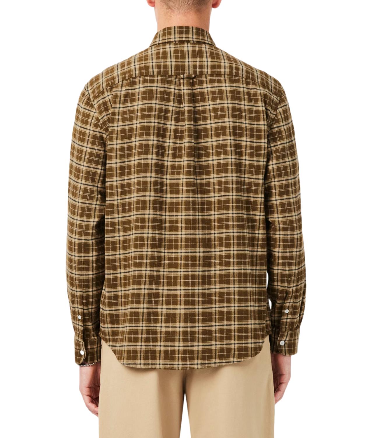 Lacoste Camicia Scozzese Marrone/Beige Uomo