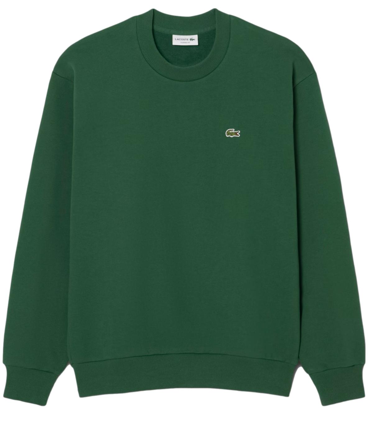 LACOSTE Felpa girocollo verde uomo