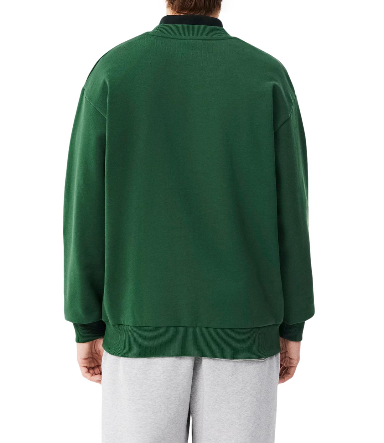 LACOSTE Felpa girocollo verde uomo