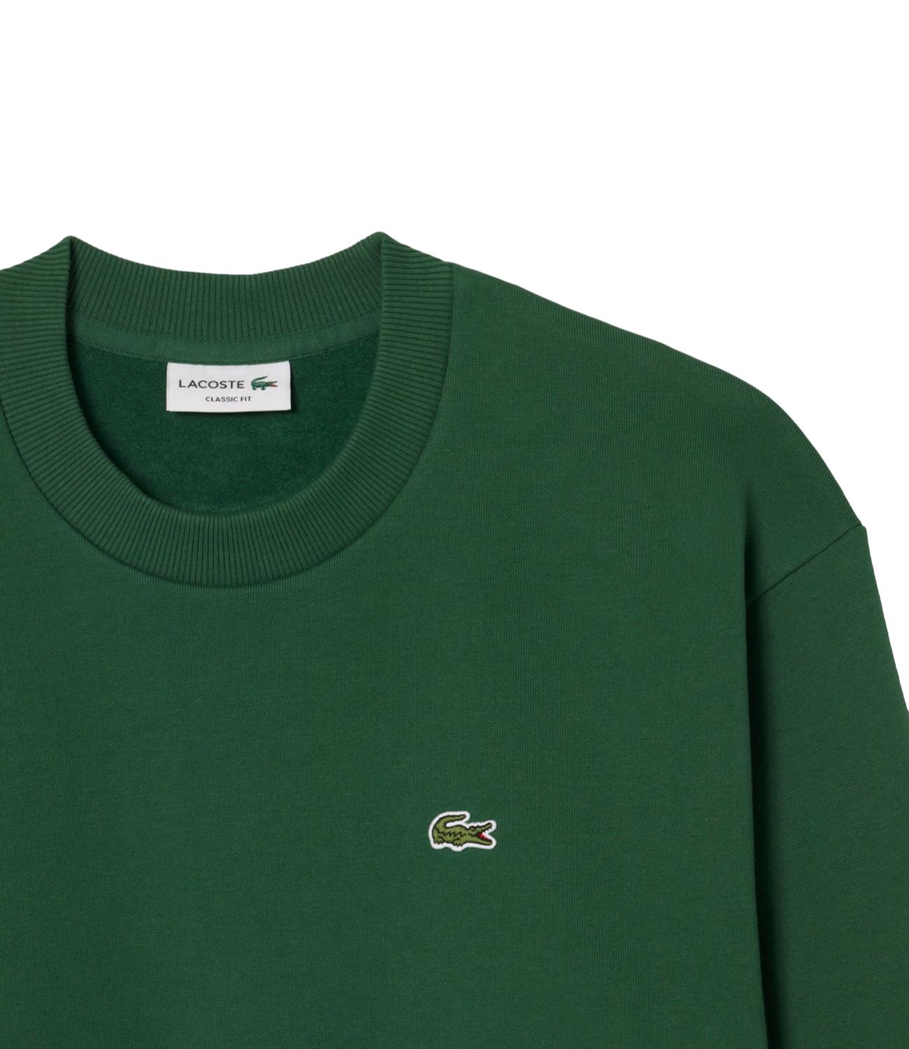 LACOSTE Felpa girocollo verde uomo