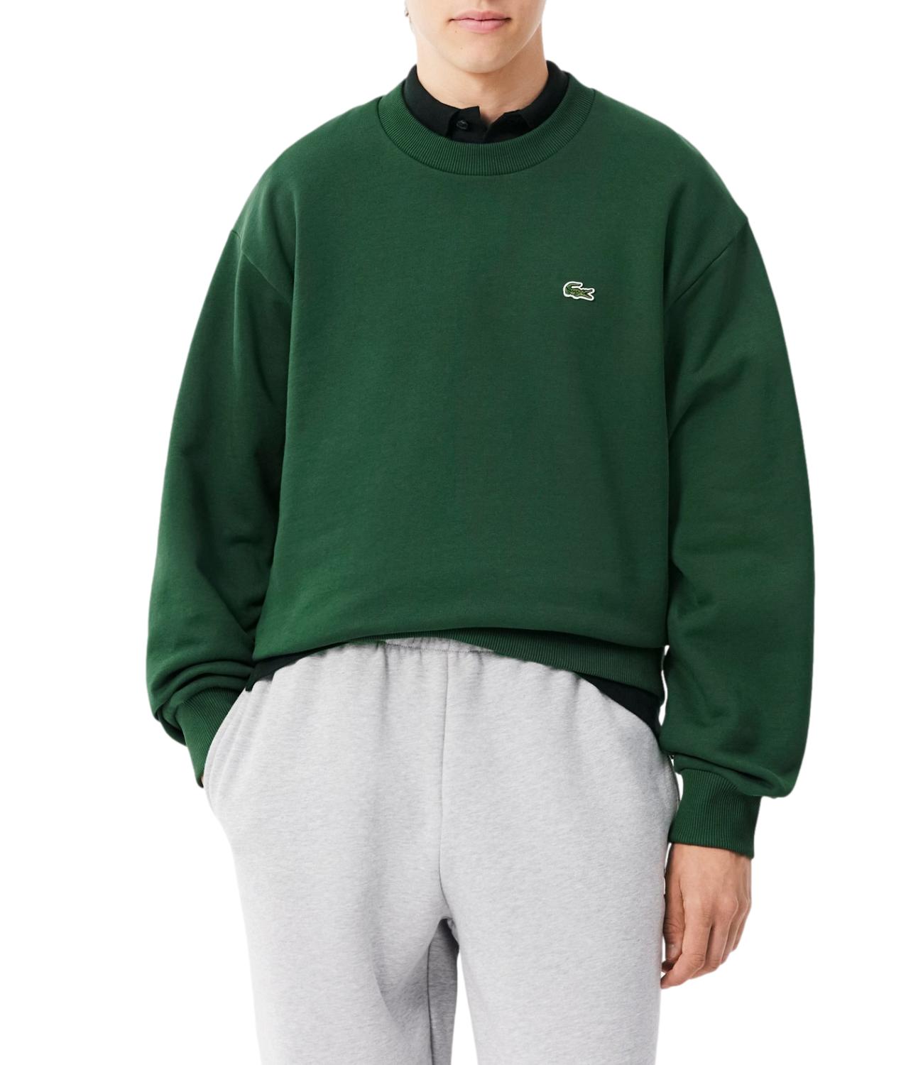 LACOSTE Felpa girocollo verde uomo