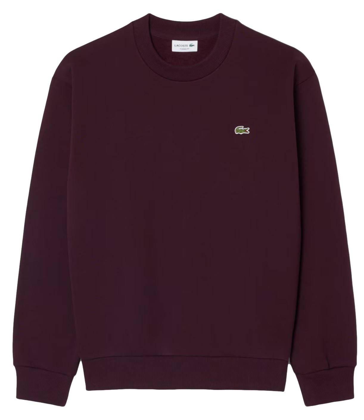 LACOSTE Felpa girocollo burgundy uomo
