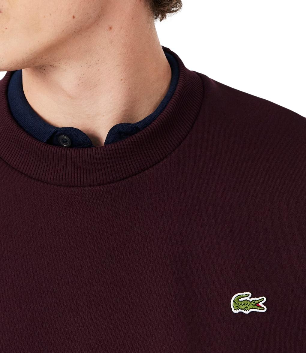 LACOSTE Felpa girocollo burgundy uomo