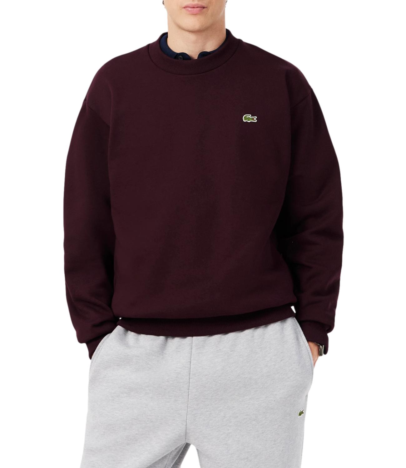 LACOSTE Felpa girocollo burgundy uomo