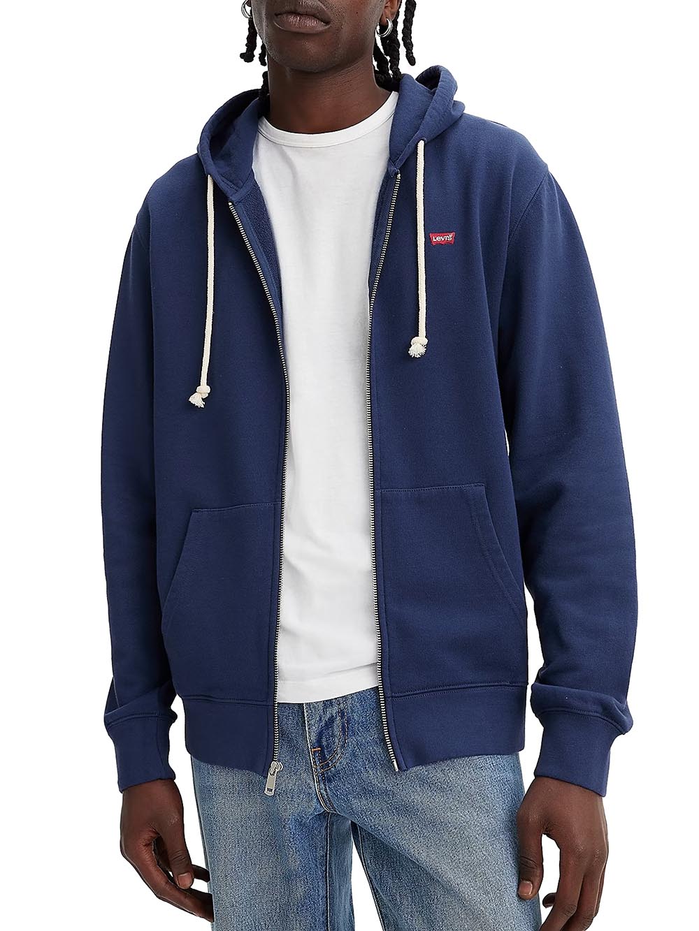 Felpa Girocollo Levi's uomo blu con cappuccio