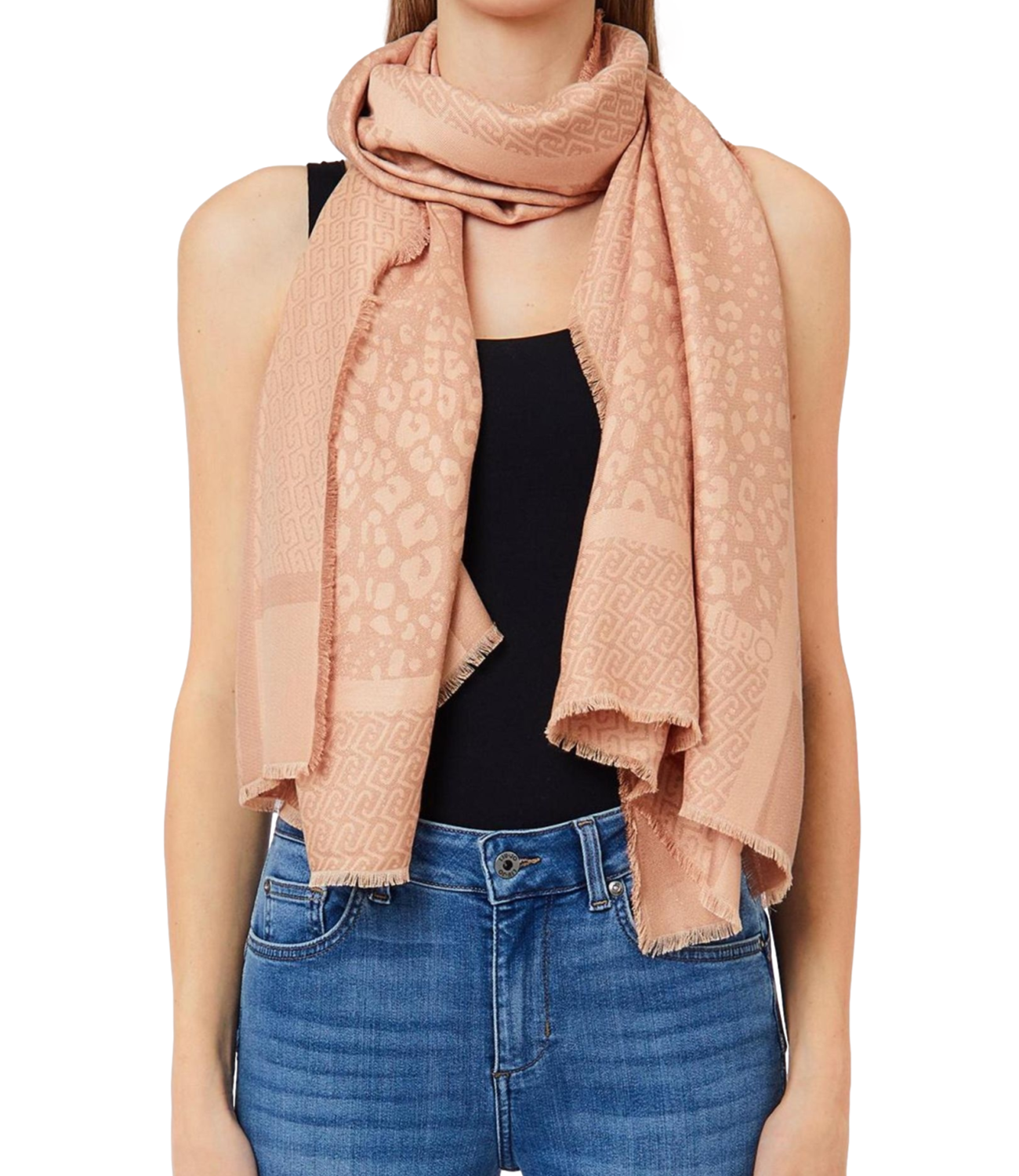Liu Jo Stola Jacquard Animalier Cammello Donna