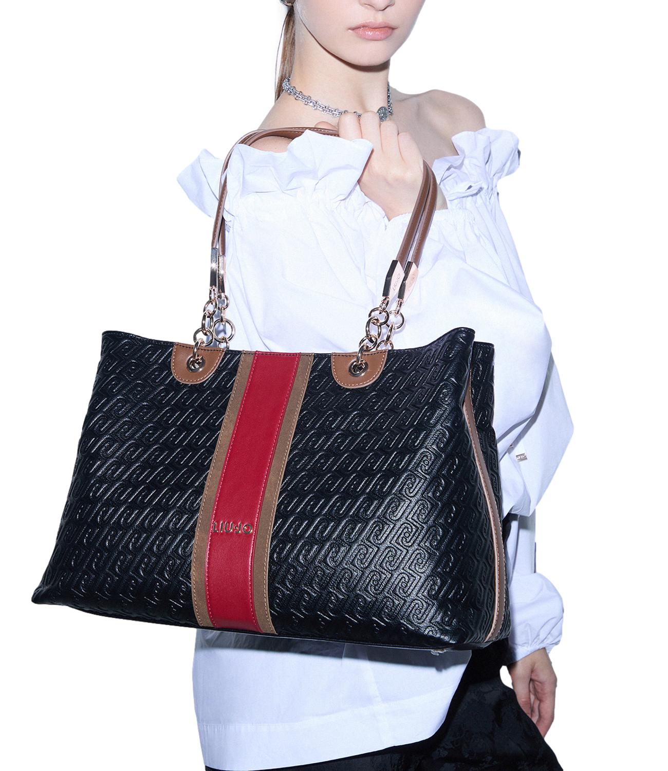 Liu Jo Borsa Tote Monogram Media Nero Donna