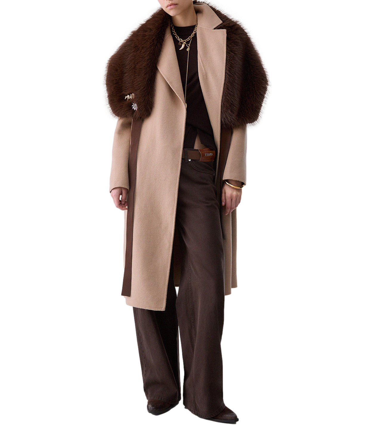 Liu Jo Cappotto Lungo Beige Gold Donna