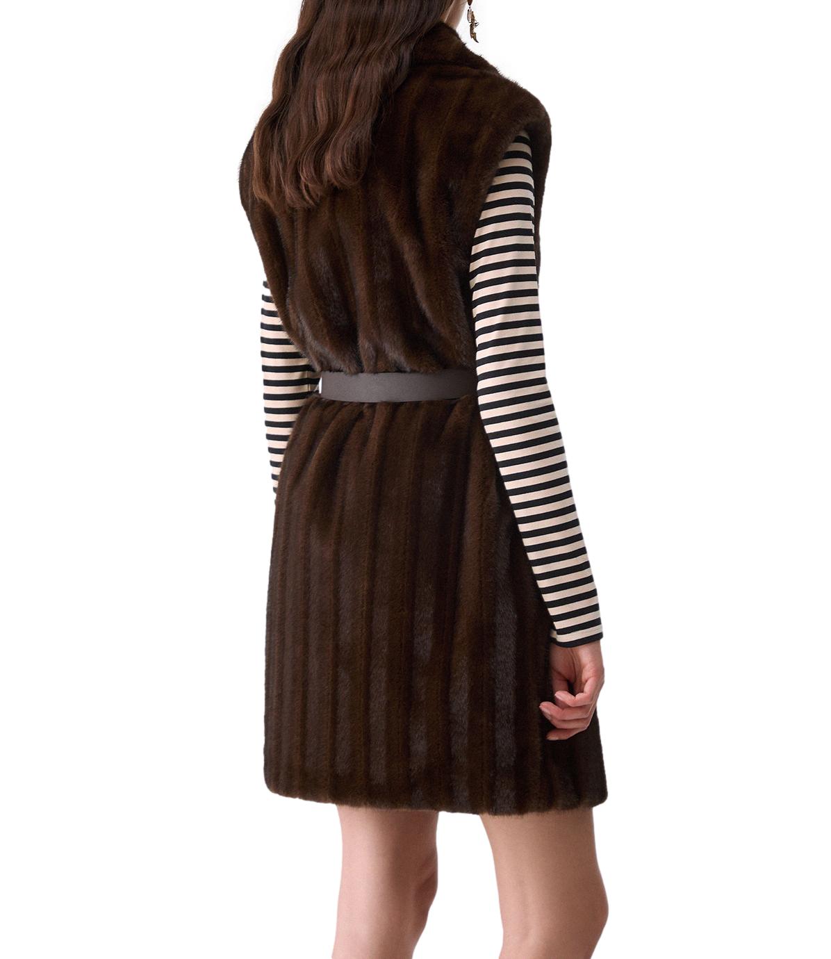 Liu Jo Gilet Pelliccia Marrone Visone Donna