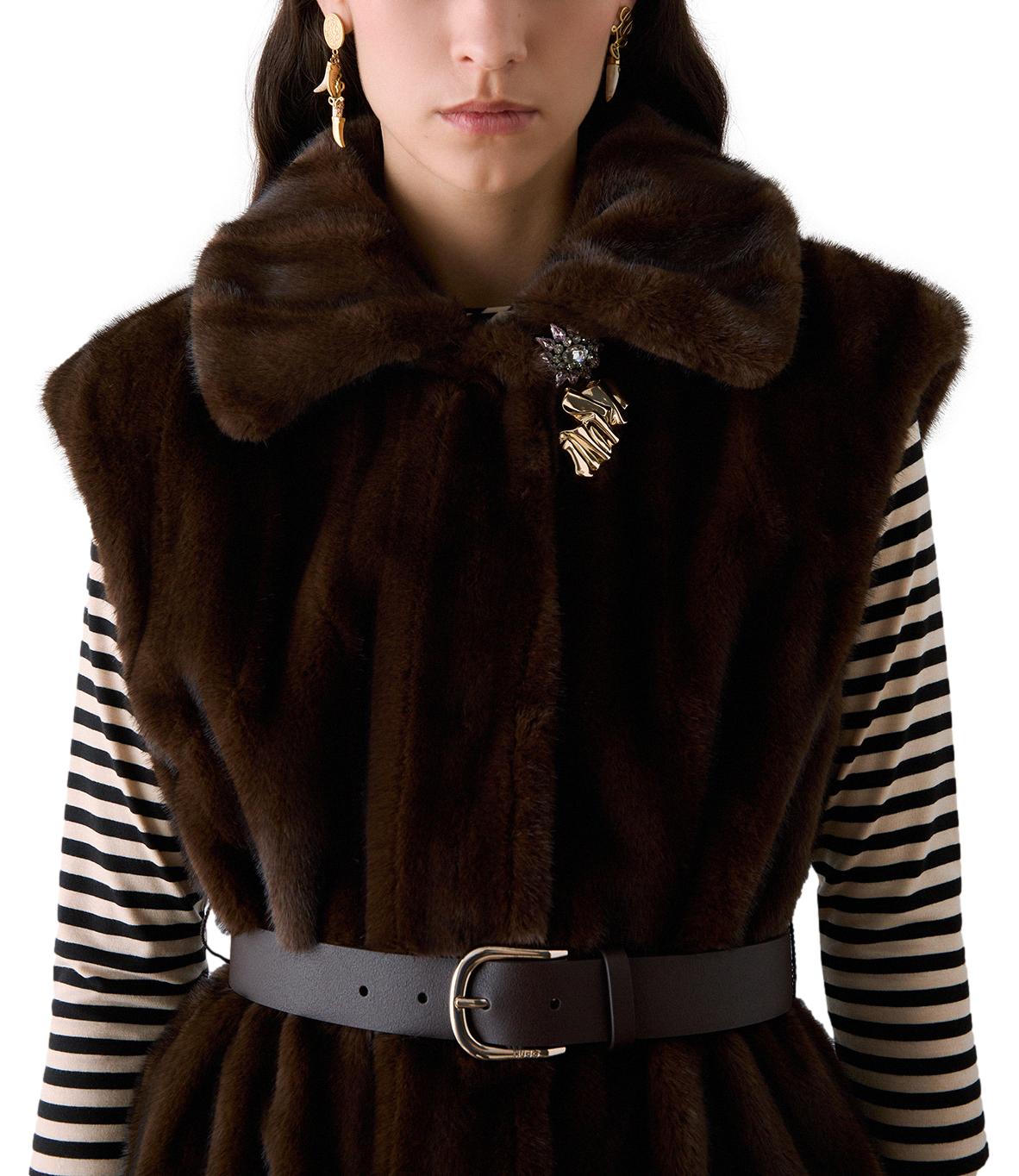 Liu Jo Gilet Pelliccia Marrone Visone Donna
