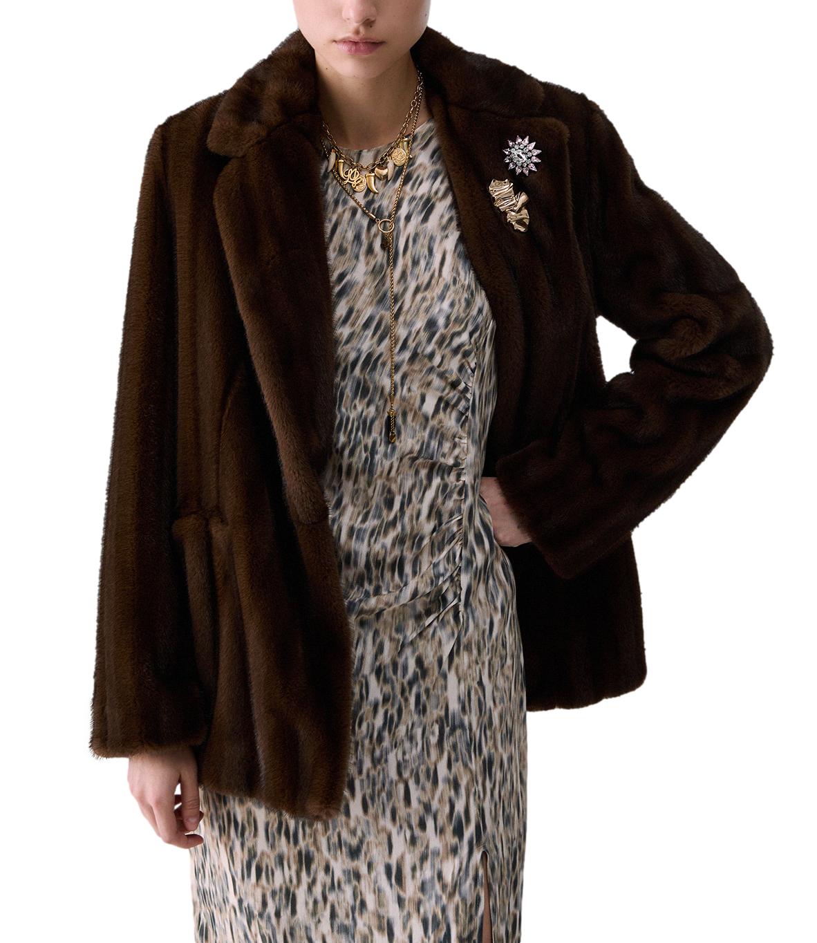 Liu Jo Giacca Pelliccia Marrone Visone Donna