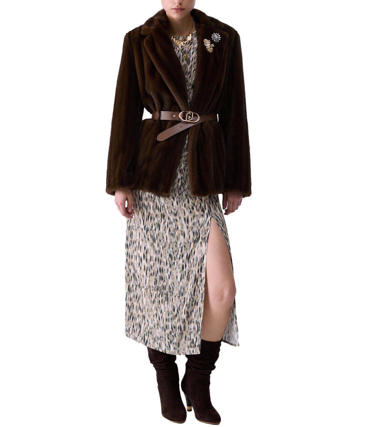 Liu Jo Giacca Pelliccia Marrone Visone Donna