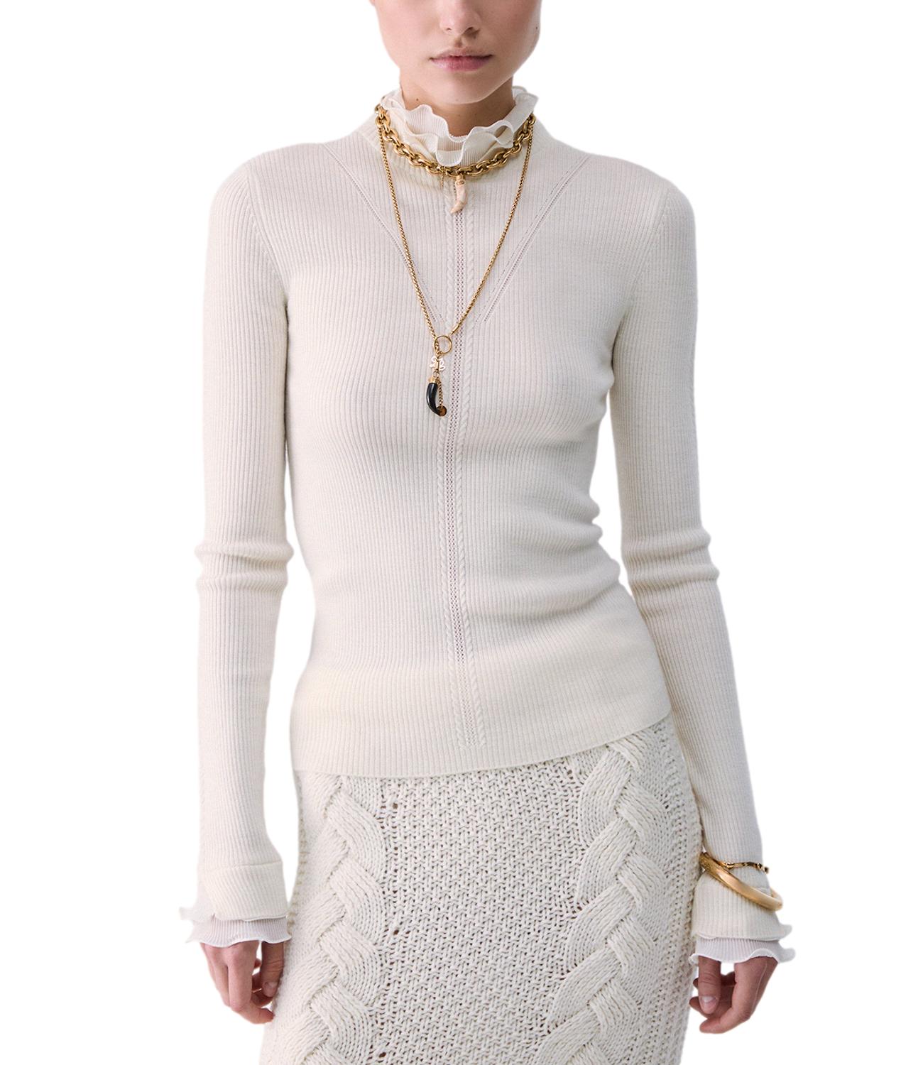 Liu Jo Maglia Rouches Bianco Lana Donna