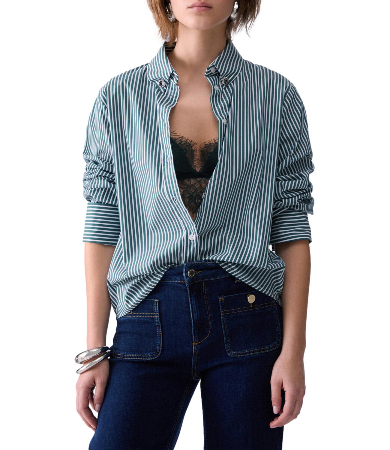 Liu Jo Camicia Dark Green/White Donna