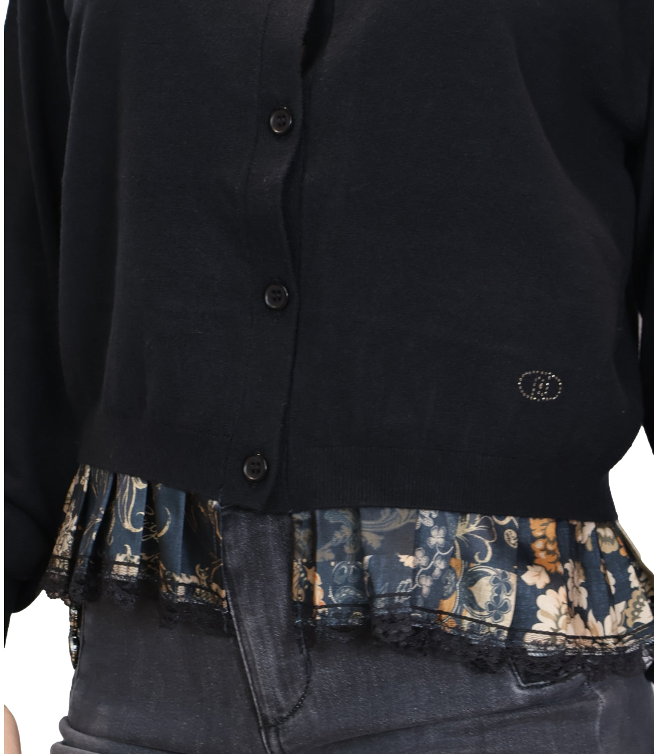Liu Jo Cardigan Black/Blossom Patch Donna