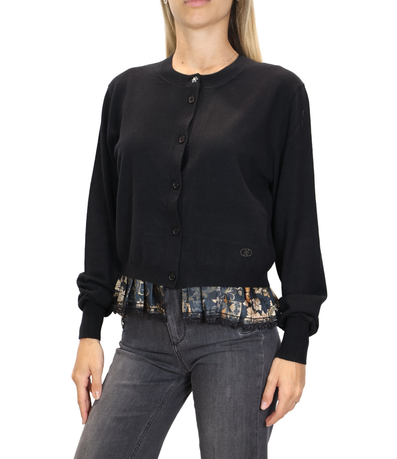 Liu Jo Cardigan Black/Blossom Patch Donna