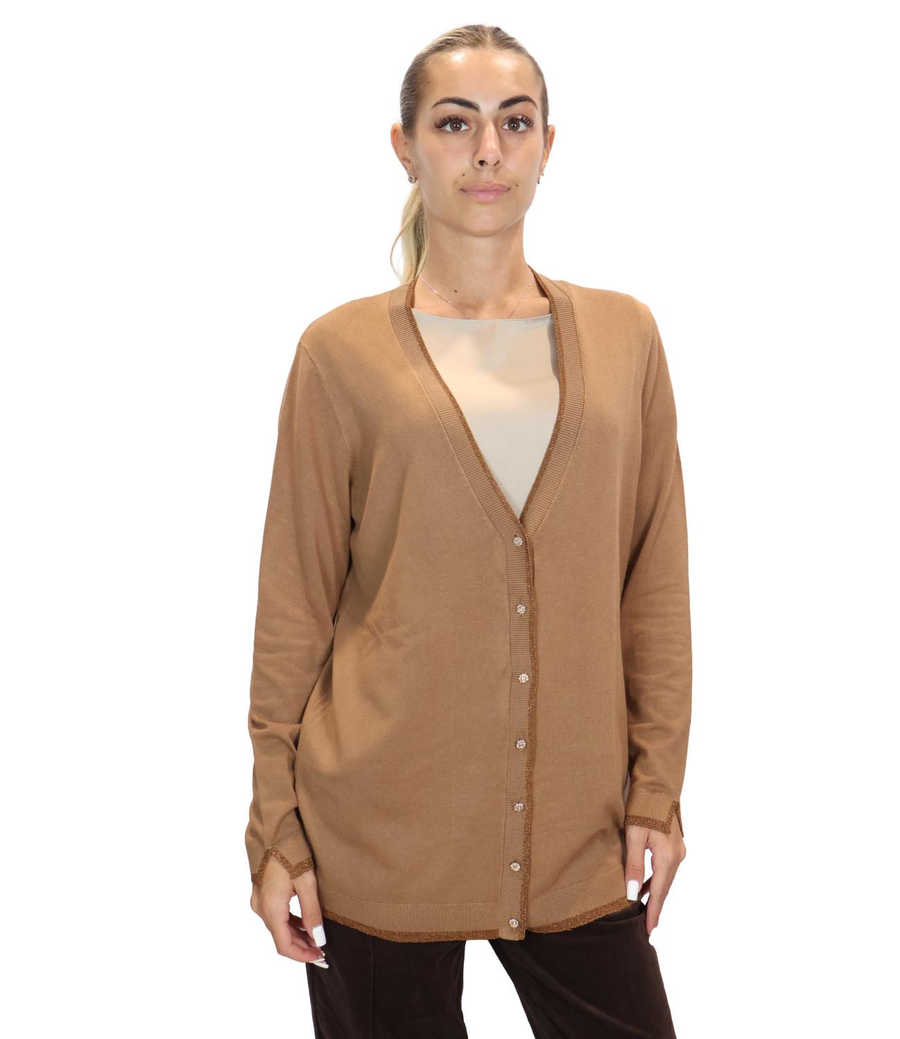 Liu Jo Maglia Aperta Basic Fit Cocoa Creme Donna