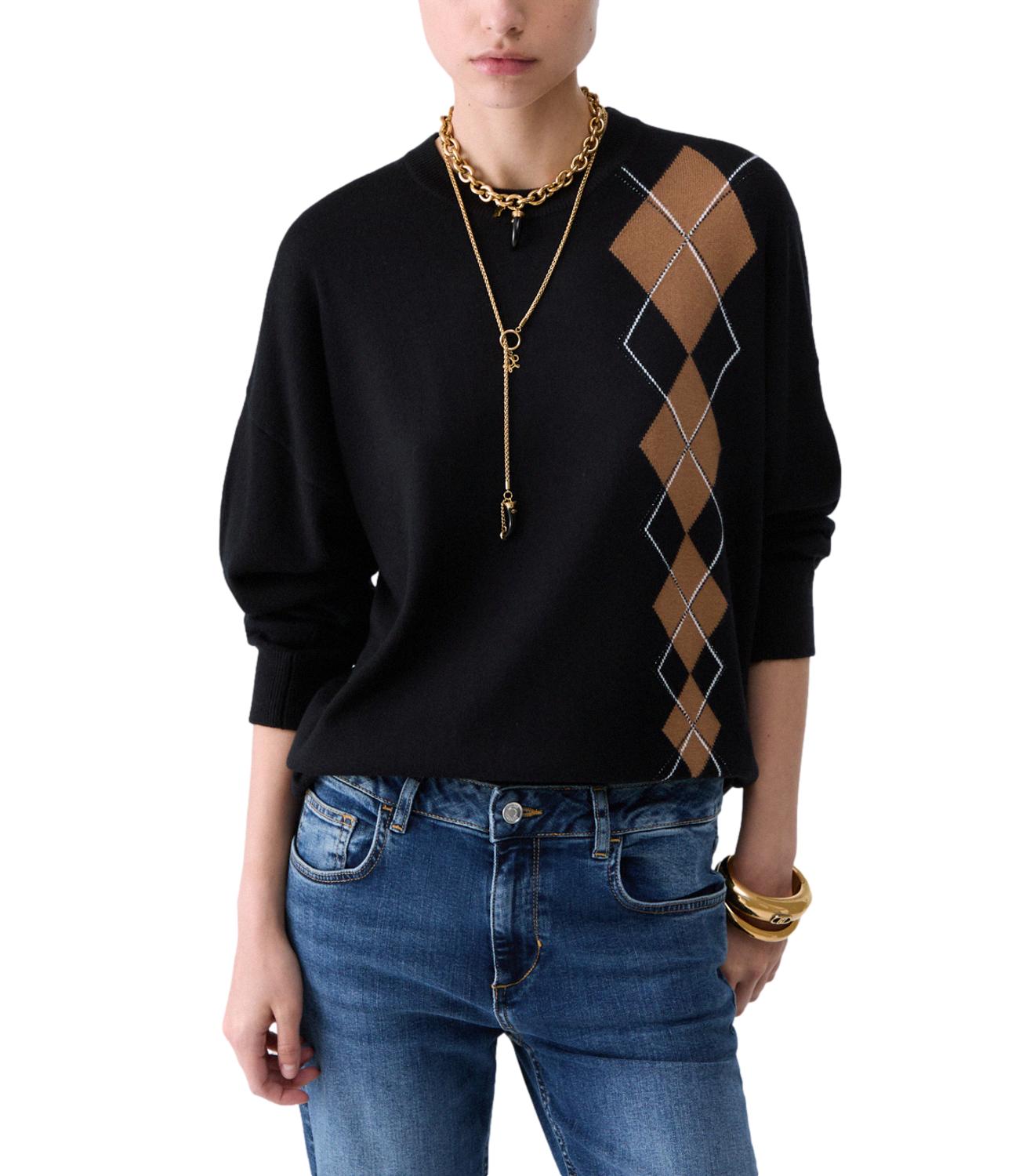 Maglia Chiusa M/L Intarsio Ballantyne Black/Bei