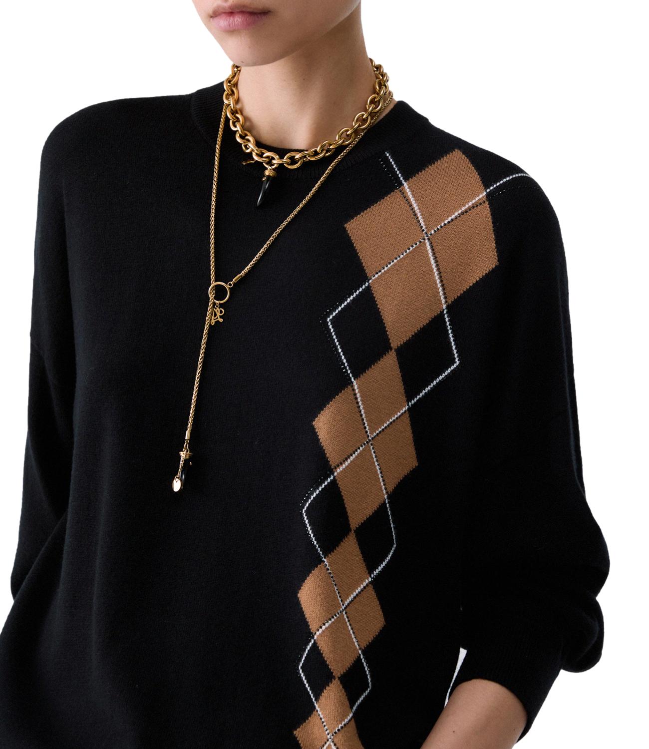 Maglia Chiusa M/L Intarsio Ballantyne Black/Bei