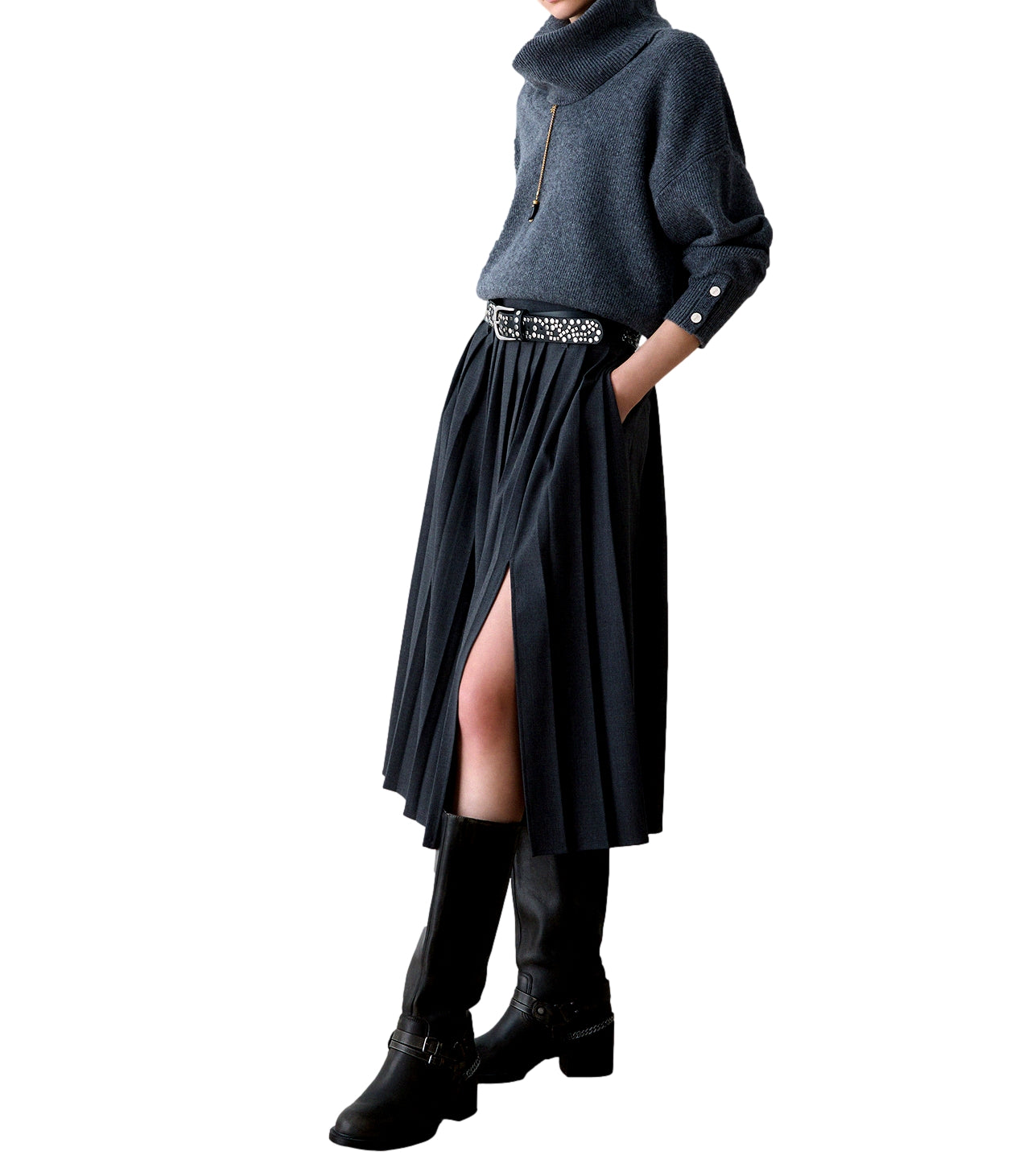 Liu Jo Gonna Longuette Dark Grey Melange Donna