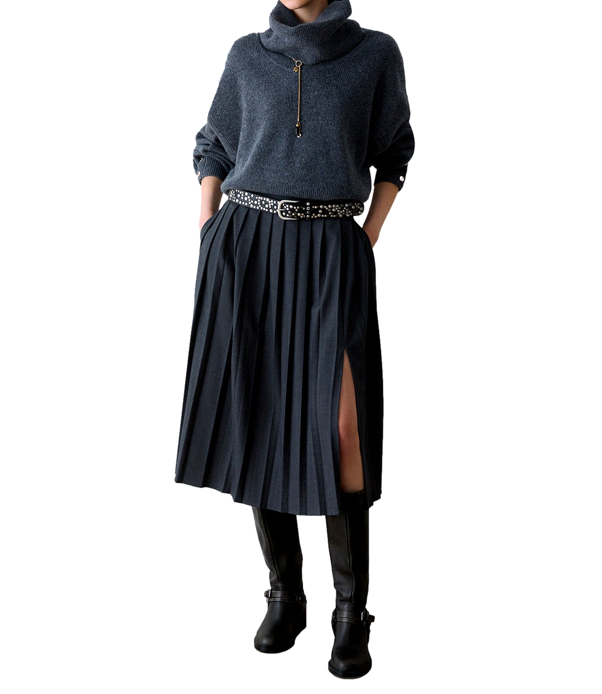 Liu Jo Gonna Longuette Dark Grey Melange Donna
