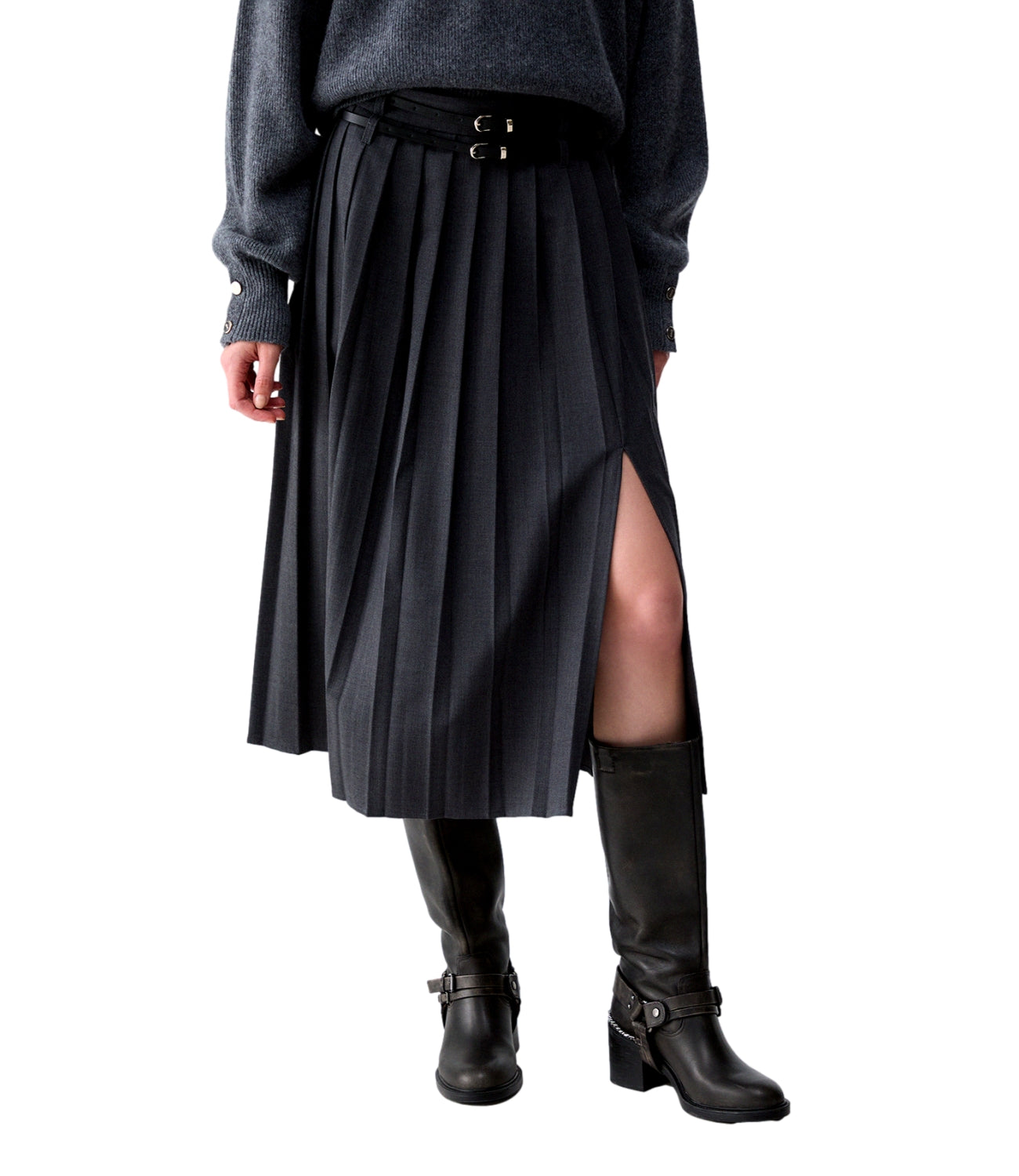 Liu Jo Gonna Longuette Dark Grey Melange Donna