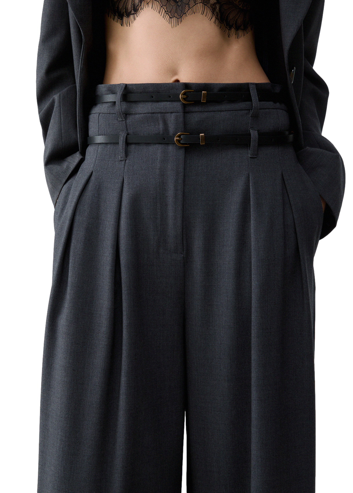 Liu Jo Pantalone Flare Flanella Dark Grey Melange Donna