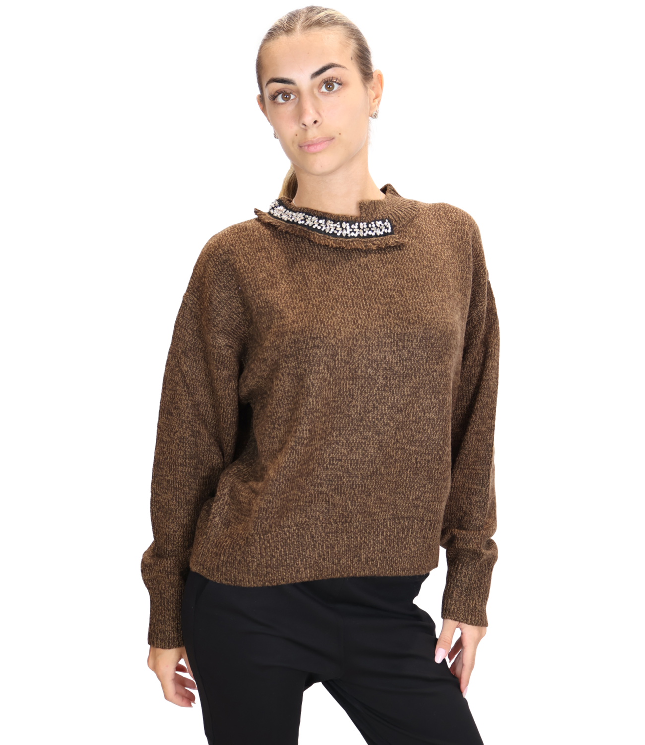 Liu Jo Maglia Girocollo Brown Mouline Donna