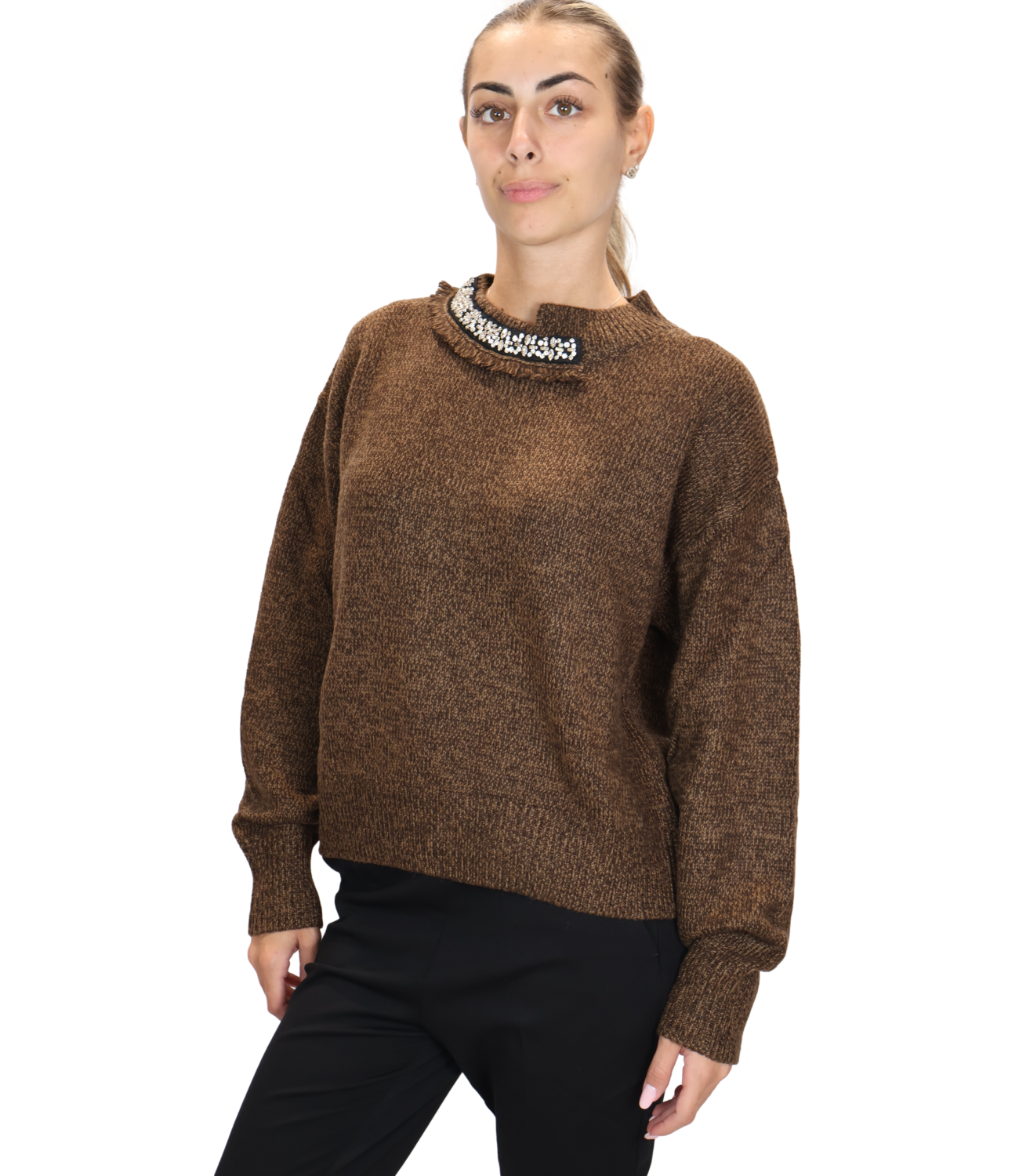 Liu Jo Maglia Girocollo Brown Mouline Donna