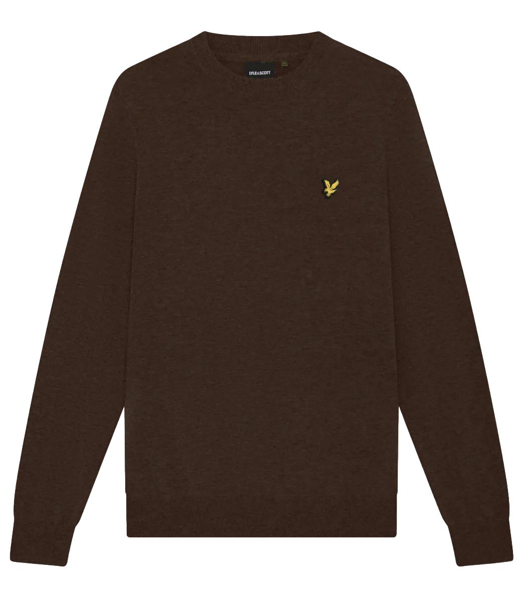 Lyle & Scott Lambswool Blend Crew Neck Jump marrone
