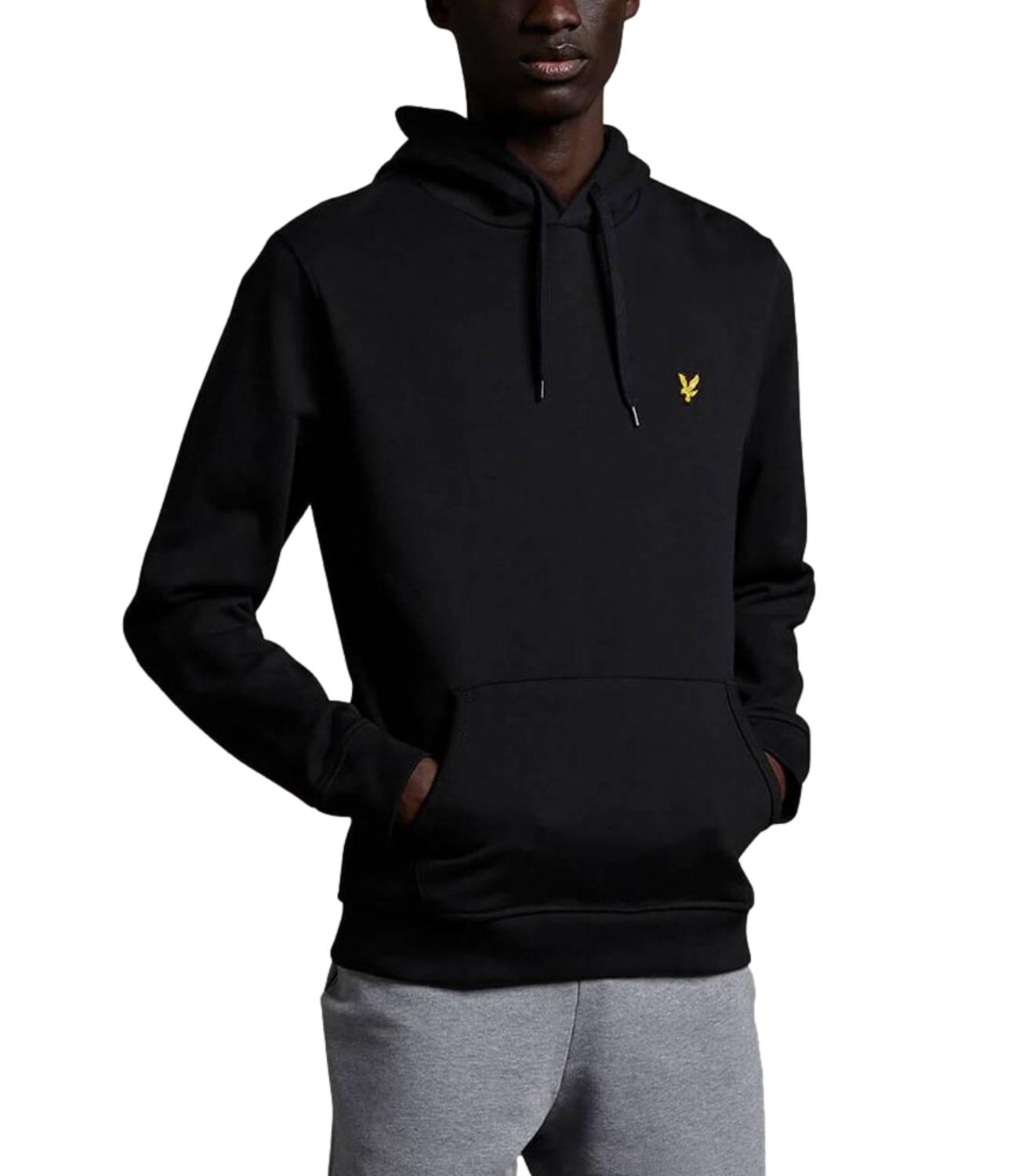 Lyle & Scott felpa in cotone con cappuccio nera