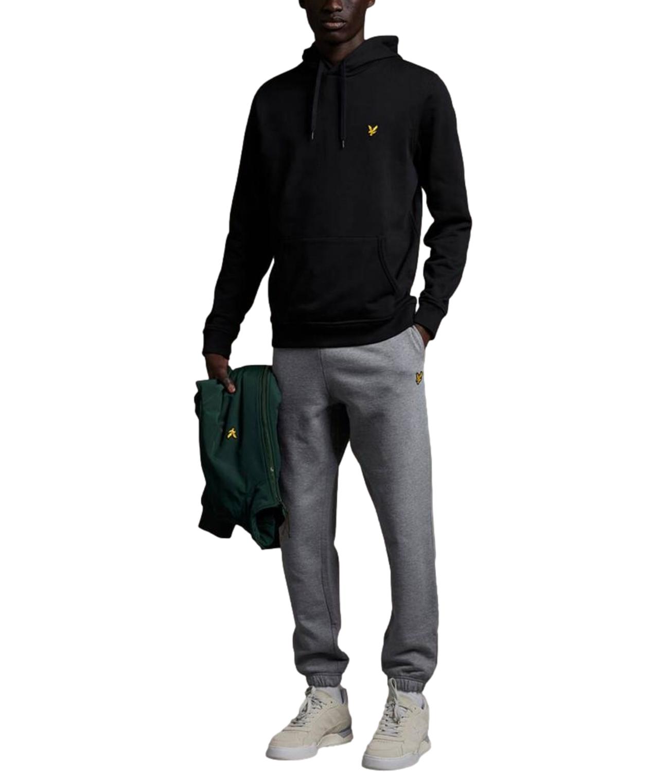 Lyle & Scott felpa in cotone con cappuccio nera