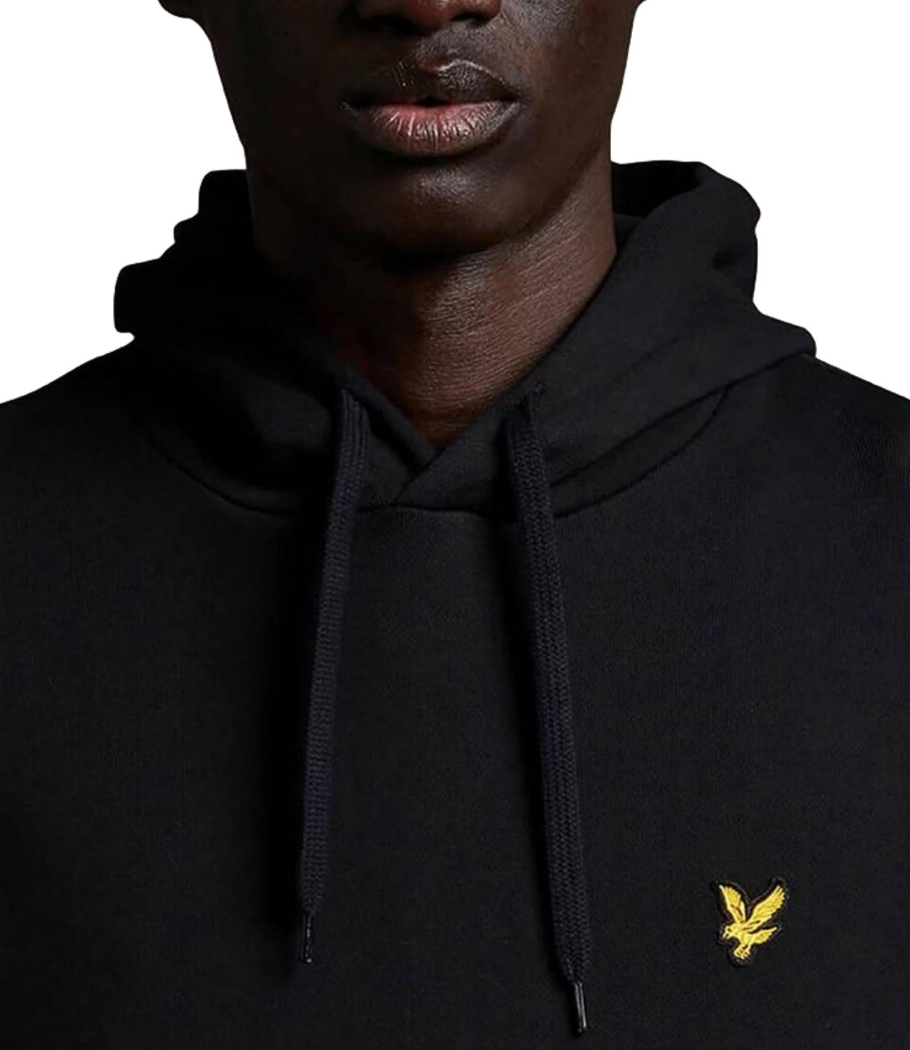 Lyle & Scott felpa in cotone con cappuccio nera
