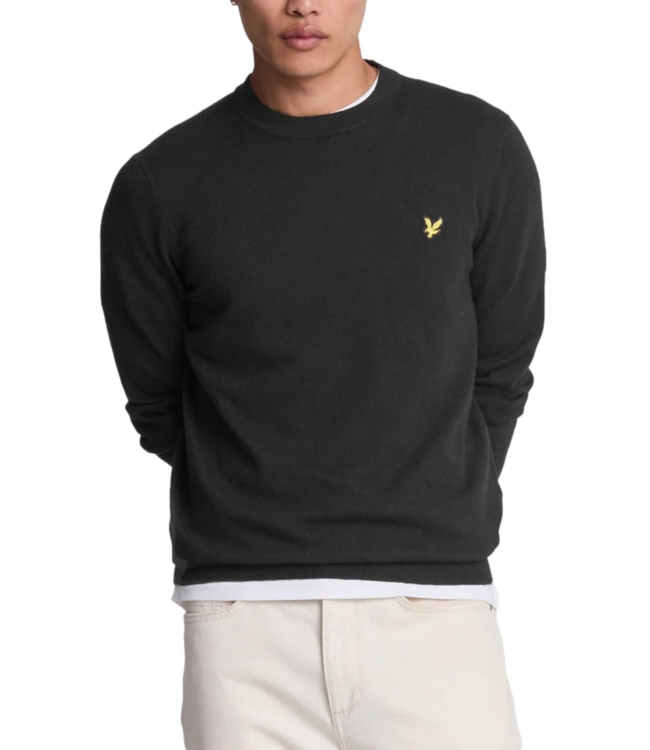 Pullover girocollo Lyle & Scott nero in lana merino