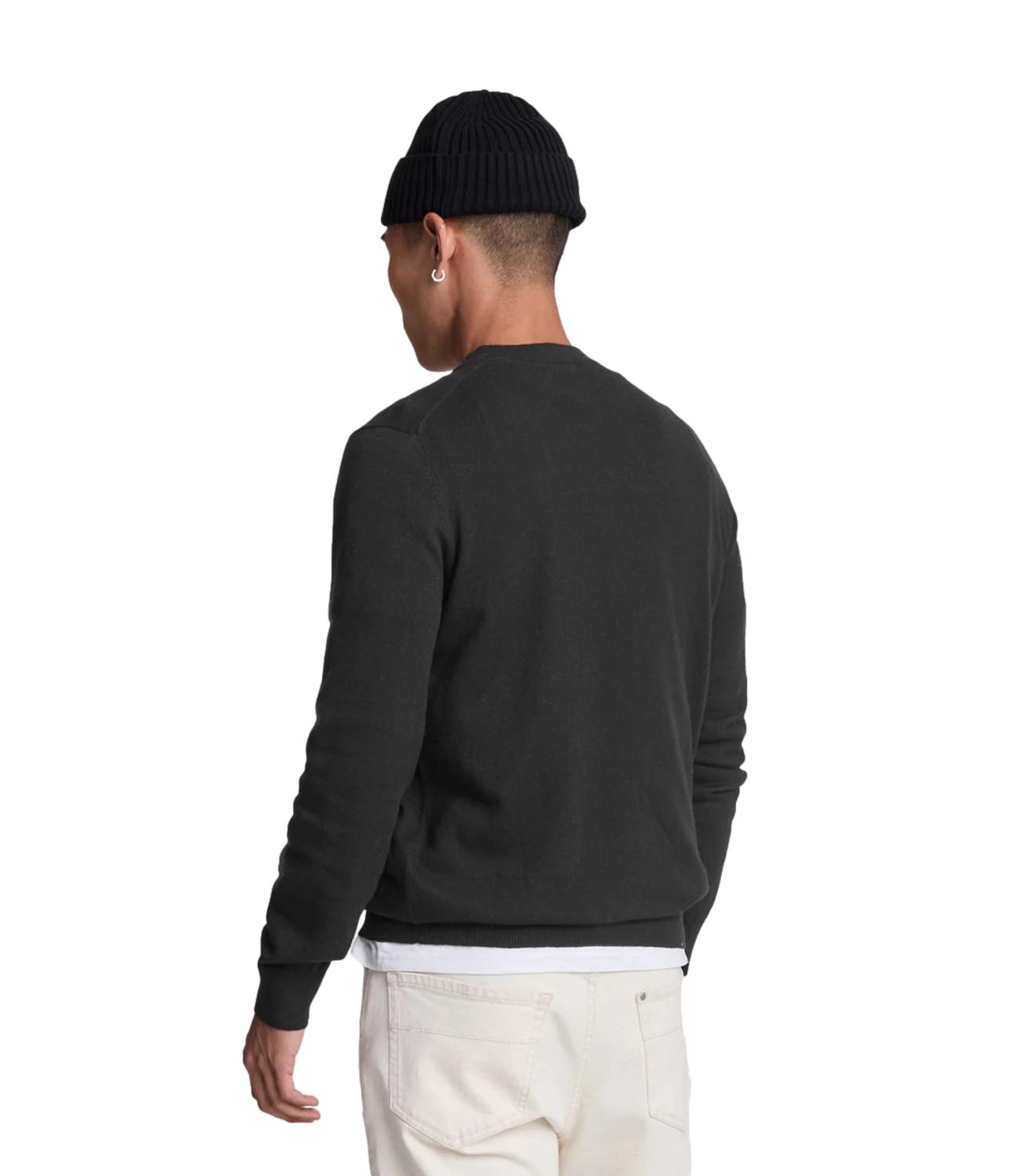 Pullover girocollo Lyle & Scott nero in lana merino
