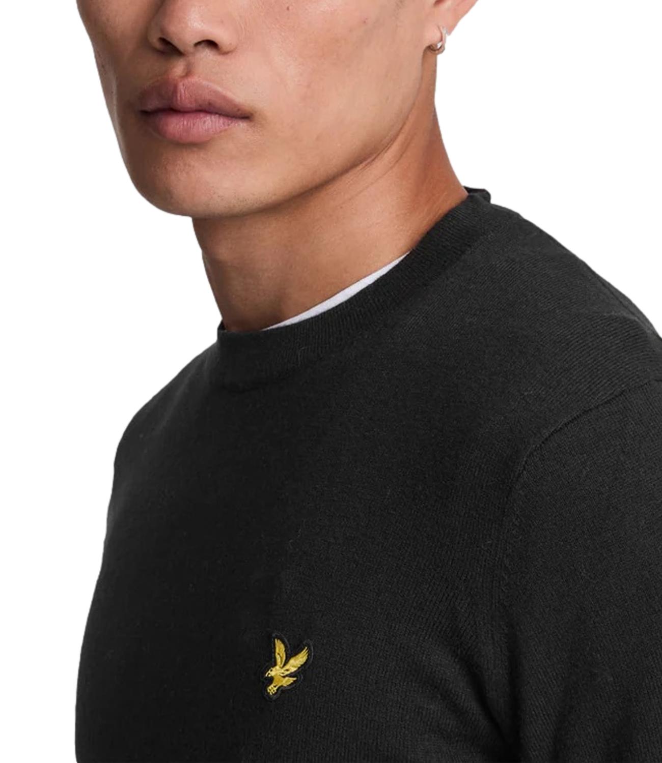 Pullover girocollo Lyle & Scott nero in lana merino